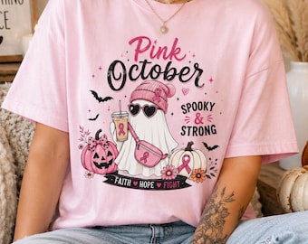 Pink October Ghost Shirt: Breast Cancer Awareness Support Apparel