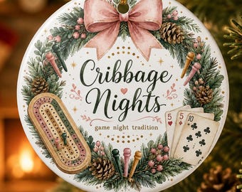 Merry Cribbage Nights Ornament: Game Night Tradition Ceramic Decoration
