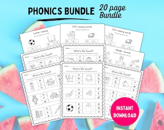 Scheda di lavoro di fonetica per bambini, esercizi di fonetica per la scuola materna, esercizi di alfabeto, parole CVC, schede di lavoro per la scuola materna, esercizi di fonetica, lavoro mattutino quotidiano