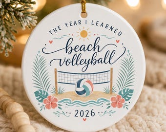 Beach Volleyball Ornament: Ceramic Christmas Keepsake for Players, Lovers (UV Printed)