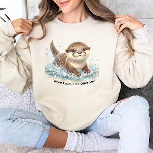funny otter sweatshirt beige otter crewneck for otter lover gift for girls birthday party gift for child birthdat present for birthday