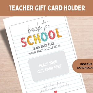 Porte-cadeau pour professeur pour la rentrée des classes à imprimer Modèle de carte de professeur pour la rentrée des classes, cadeau pour professeur, cadeau de remerciement pour professeur