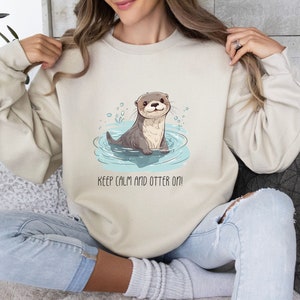 Otter sweatshirt funny otter sweatshirt beige otter hoodie otter lover crewneck otter gift idea, gift for otter lover otter lover gift otter