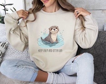 Otter sweatshirt funny otter sweatshirt beige otter hoodie otter lover crewneck otter gift idea, gift for otter lover otter lover gift otter