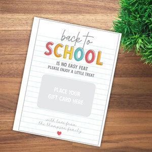 Back to School Teacher Gift Card Holder Printable First Day of School ...