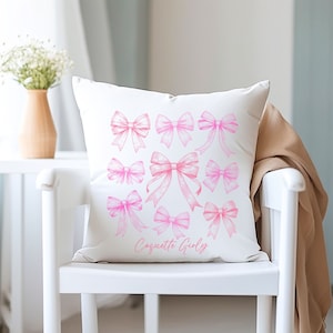 Pink Bow Pillow home decor pink bow gift for home gift for housewarming gift for birthday gift pink bow gift bow home decor for home pillow