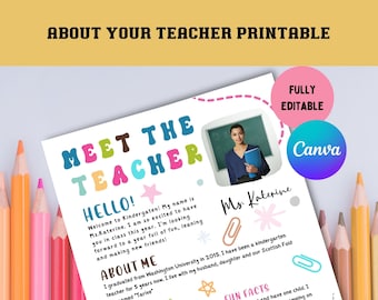 meet the teacher letter back to school teacher essential about the teacher template meet the teacher flyer first day  of school teacher idea