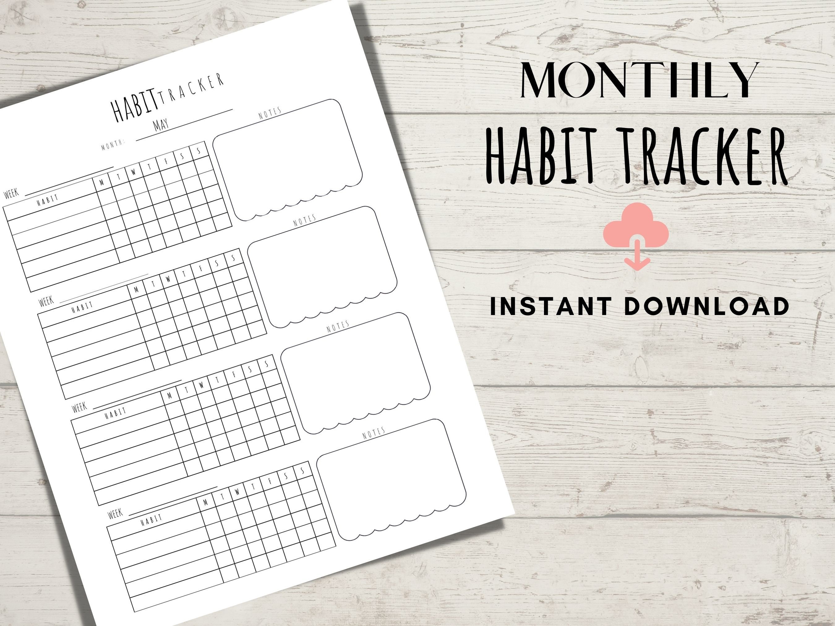 Aesthetic Habit Tracker Monthly Habit Tracker A4 Letter Printable Aesthetic habit tracker monthly habit tracker a4 letter printable