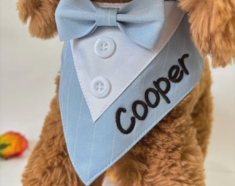 Personalized Dog Tuxedo Bandana: Embroidered Wedding Outfit