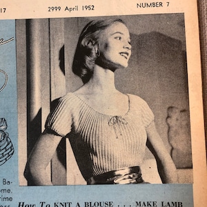 1950s Peasant Blouse Lace Weight Knitting Pattern - Digital Download | The Workbasket