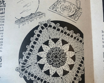 1940s Vintage Sunflower Granny Square Vanity Dressing Table Set Crochet Pattern - Digital Download | The Workbasket