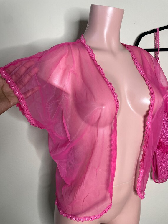 Vintage Hot Pink Two Piece Lingerie Set - image 7
