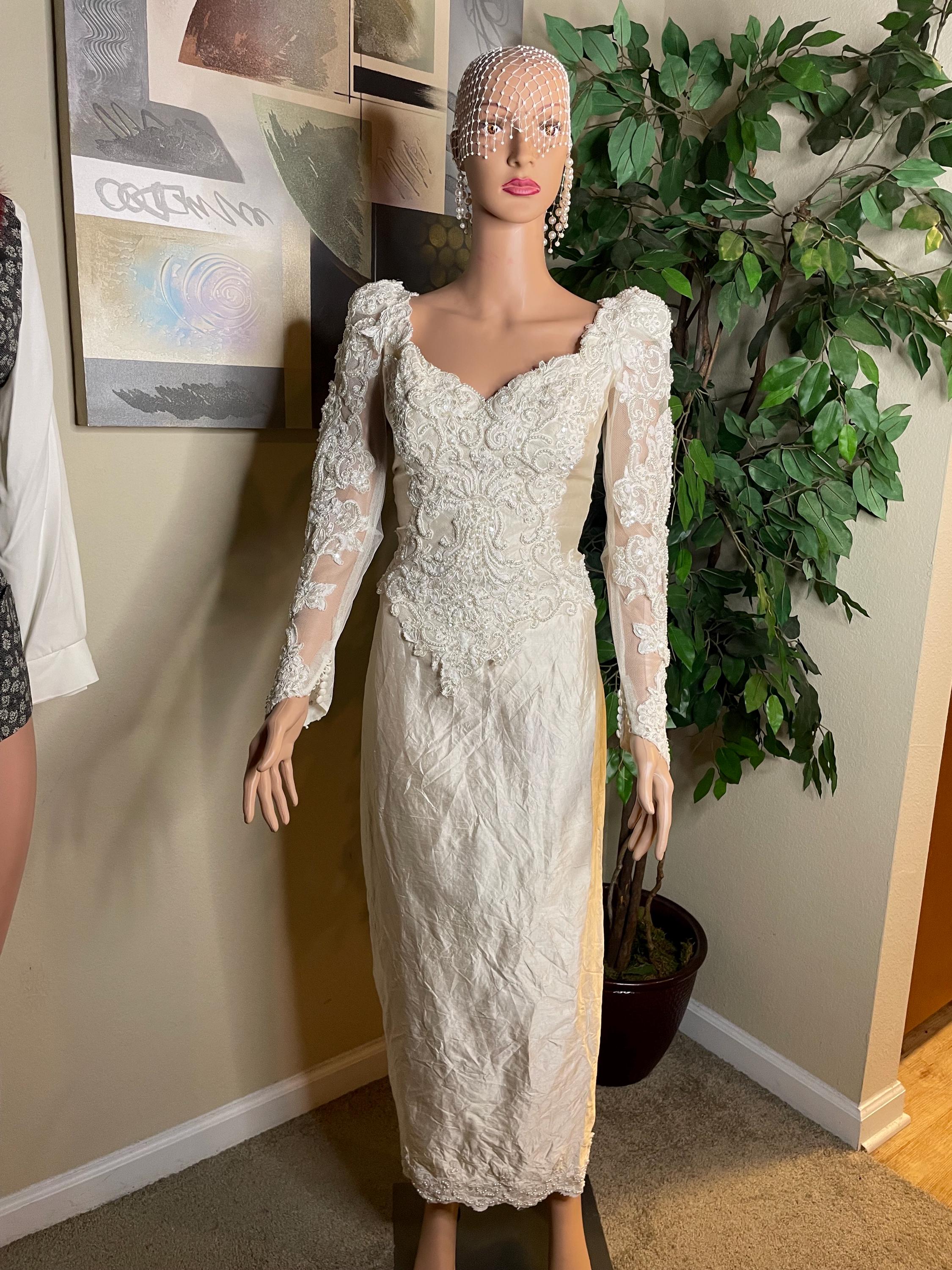 knee length dresses for ladies Boho Wedding Dress,Bell Sleeve Lace Bridal Dress,WD01009, US12 / Champagne main image 1
