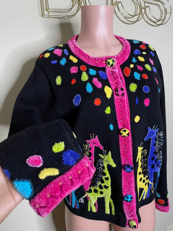 Vintage BEREK Giraffe Cardigan Sweater Gem