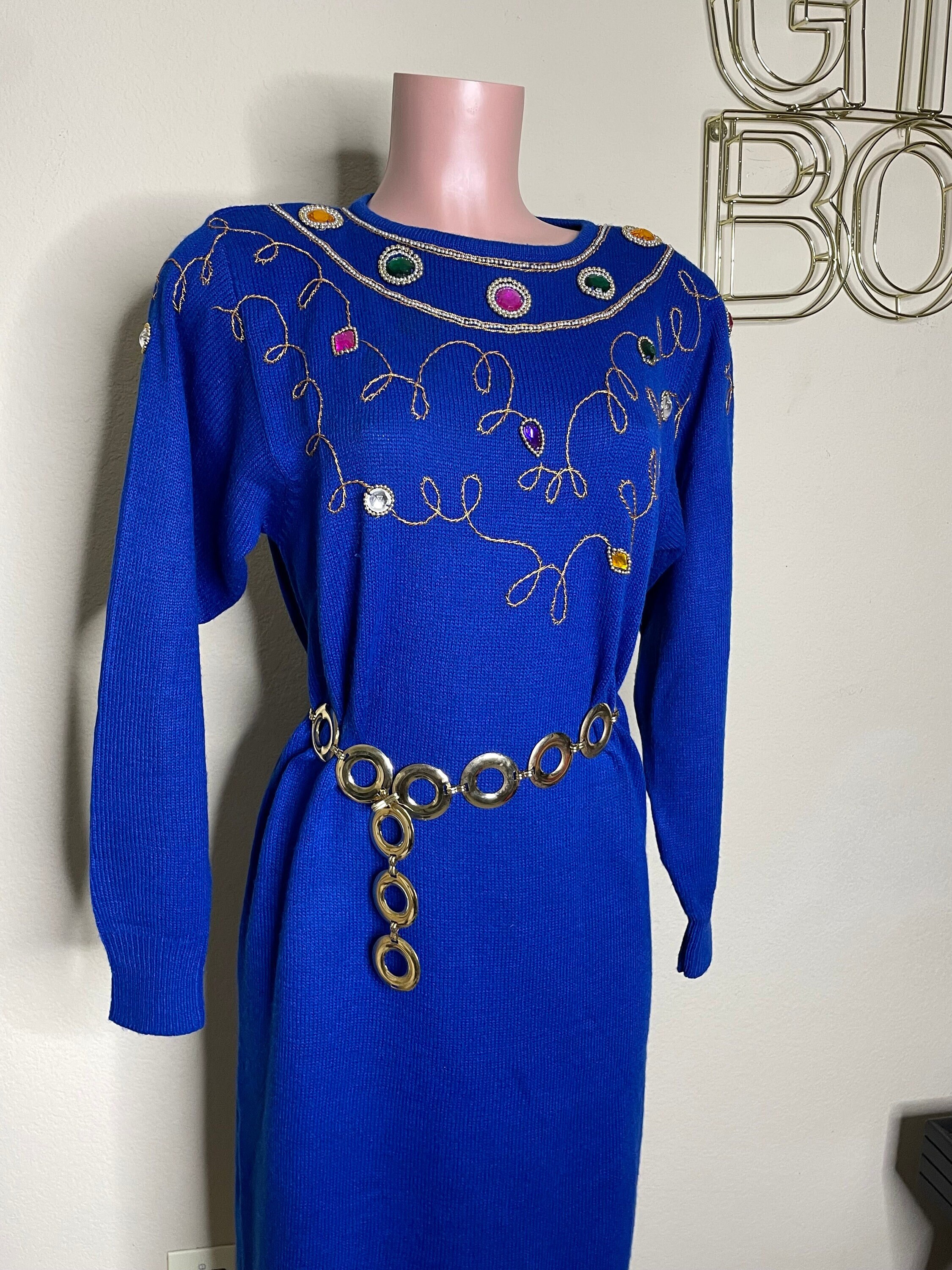 Vintage Darian Jewel Sweater Dress - Etsy