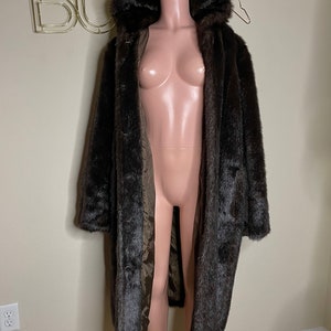 Vintage Hooded Long Faux Fur Coat