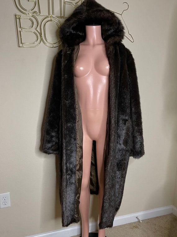 Vintage Hooded Long Fur Coat