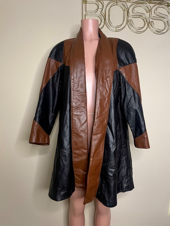 Vintage David Benjamin Genuine Leather Colorblock Coat - Etsy