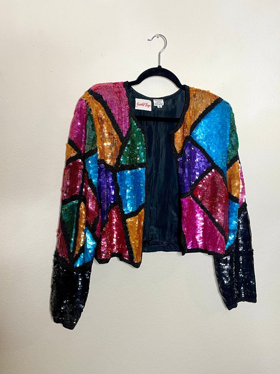 Vintage Scarlet Rage Colorful Sequin Jacket