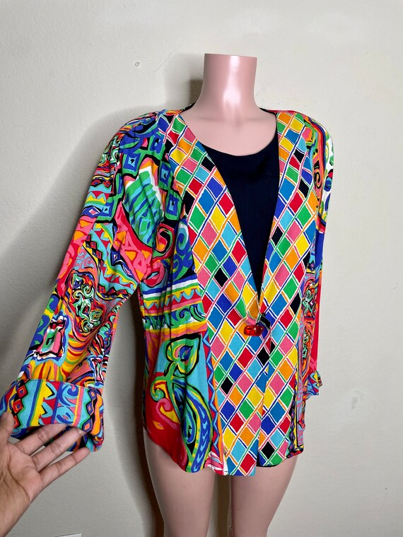 Vintage Carole Little Mixed Print Top