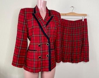 Vintage Sophisticate Plaid Two Piece Set