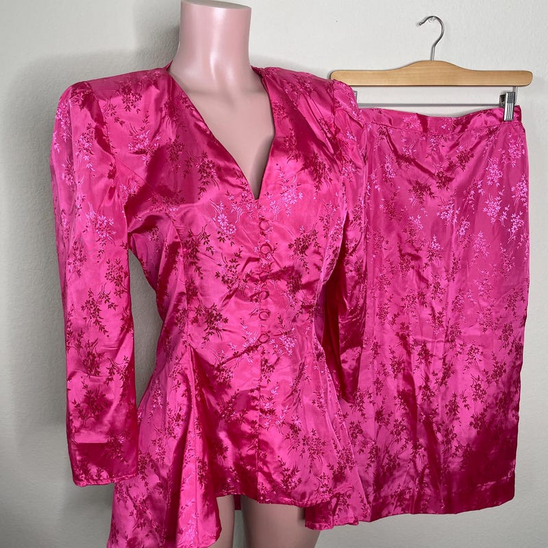 A284. Pink Floral Two-Piece Skirt Set