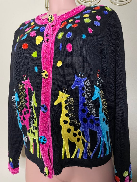 Vintage BEREK Giraffe Cardigan Sweater Gem