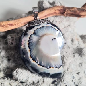 925 Sterling Silver Large Black Nautilus Sea Shell Beach Summer Fashion Statement Pendant Jewelry