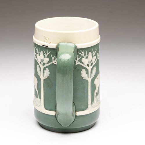 1907 Mettlach Elk Ceramic Cameo Stein #3178 - Missing Lid shops Villeroy & Boch 3/10L
