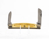 Vintage 1955-57 Queen Cutlery Large Two-Blade Congress Stag Handle Pocket Knife