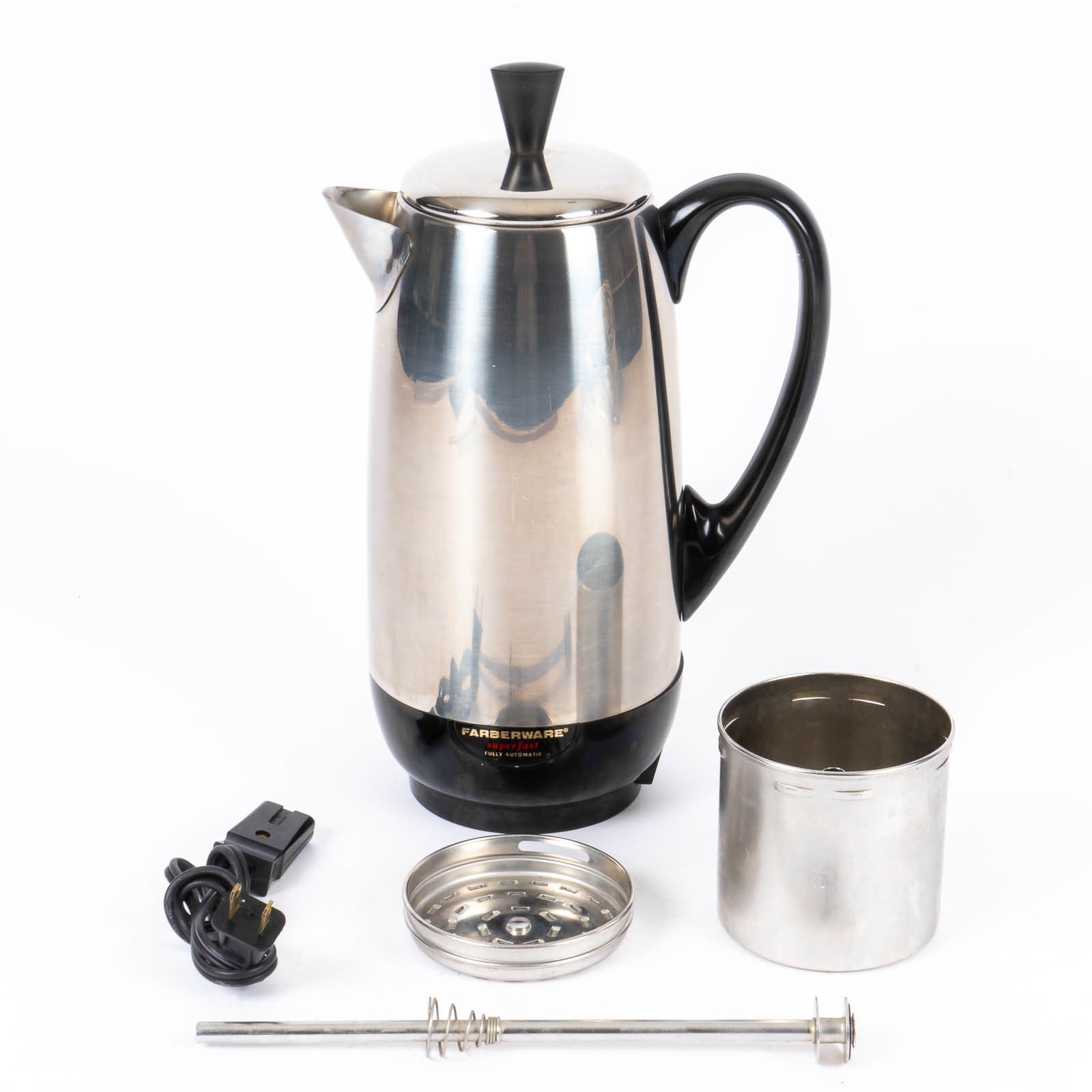 Vintage Farberware Coffee Pot Percolator 12 Cup Superfast TS-142 no cord 4  parts
