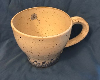 Ceramic Flower Mug, 12 oz Pottery Coffee Cup