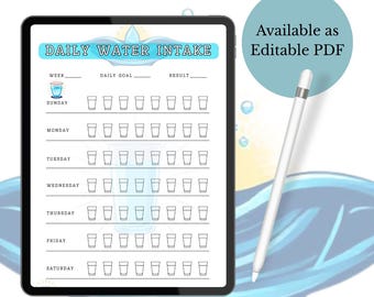 2025  Daily Water Tracker Printable, Hydration Tracker, Water İntake, Drink Water Reminder, A4/Letter/Half Size