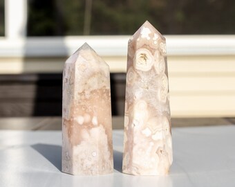 Large Flower Agate Towers | Sakura Agate Towers | Cherry Blossom Agate Towers - YOU Choose!