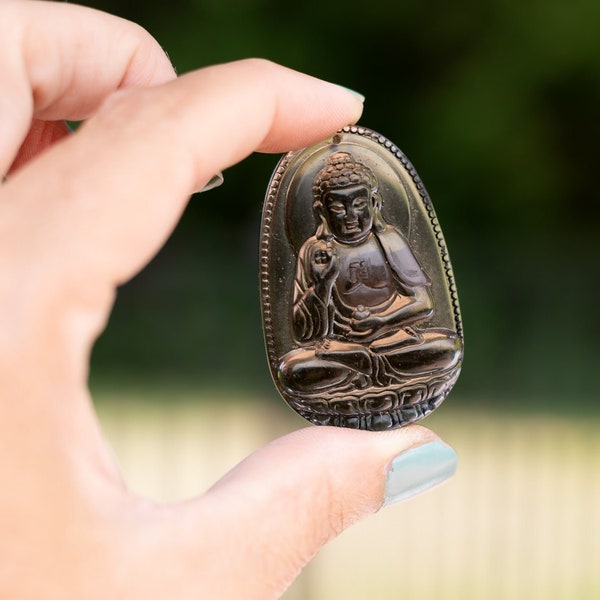 Smoky Quartz Buddha Pendant | Drilled Smoky Quartz Pendants