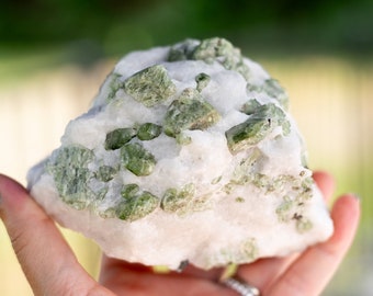 Large Diopside In Matrix Crystal Specimen | Green Diopside Mineral Specimen From Afghanistan