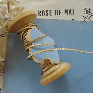 1y Antique French 1/8&quot; Gold Flat Embossed Metal Metallic Thread Cord Golden Core Ribbonwork Embroidery Applique Edwardian Trim Embroidery