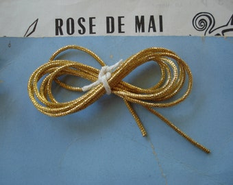 38" Antique Vintage French Gold Bullion Check Purl Metal Coiled Tube Strand Embroidery Embellishments Christmas Ornaments Millinery Trim
