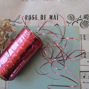 15 anos Vintage Francês Plano Brilhante Rosa Lurex Ouropel Fio de Bordado Metálico Fio de Fita Bordado Chapelaria Guarnição Fita Boneca de Costura