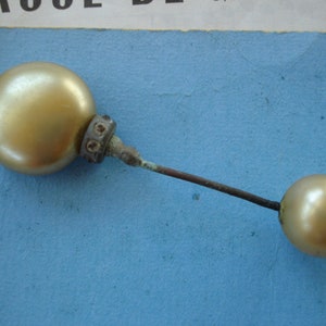 Antique Soft Gold Glass Pearl Rhinestones Double Sided Hatpin Hat Stick Pin Brooch Deco Hair Jewelry Accessory Scarf Flapper Millinery Trim