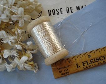 Spool Antique French Flat Sterling Silver 1-Ply Metallic Metal Embroidery Thread Floss Ribbonwork Millinery Flowers Victorian Applique Doll