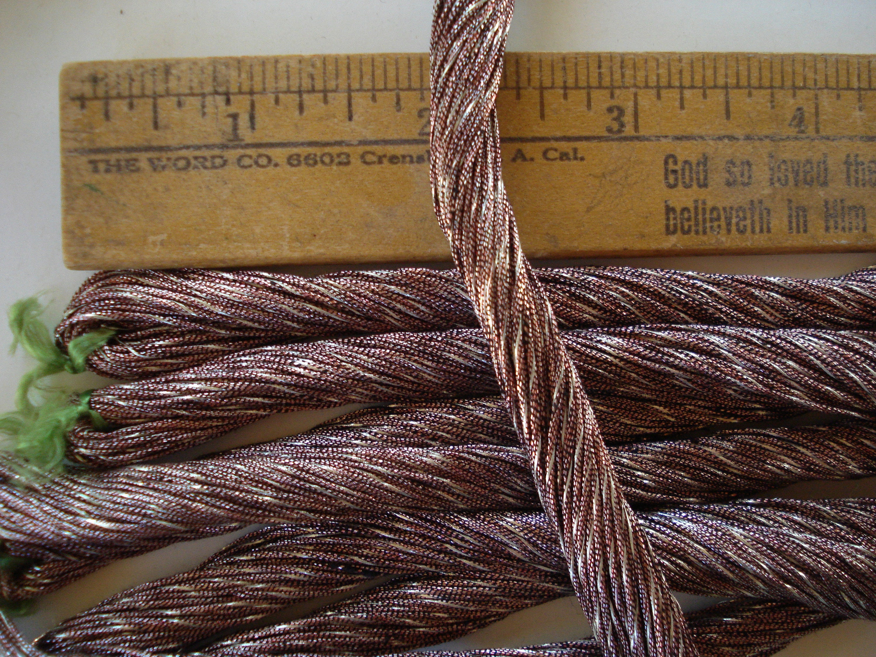 1 Hank Antique Vintage French Pink Silver Twist Metallic Embroidery