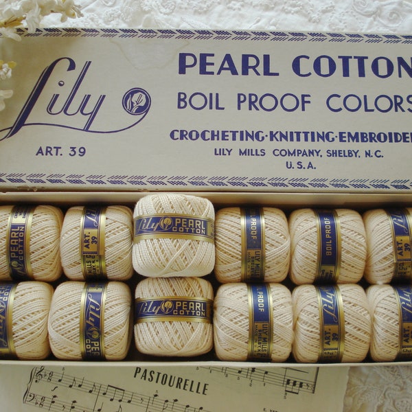 2 Vintage Lily Pearl Cotton #5 Soft White Color 7 Crochet Embroidery Knitting Floss Crocheting Thread DMC Sewing Lace Making Cross Stitch