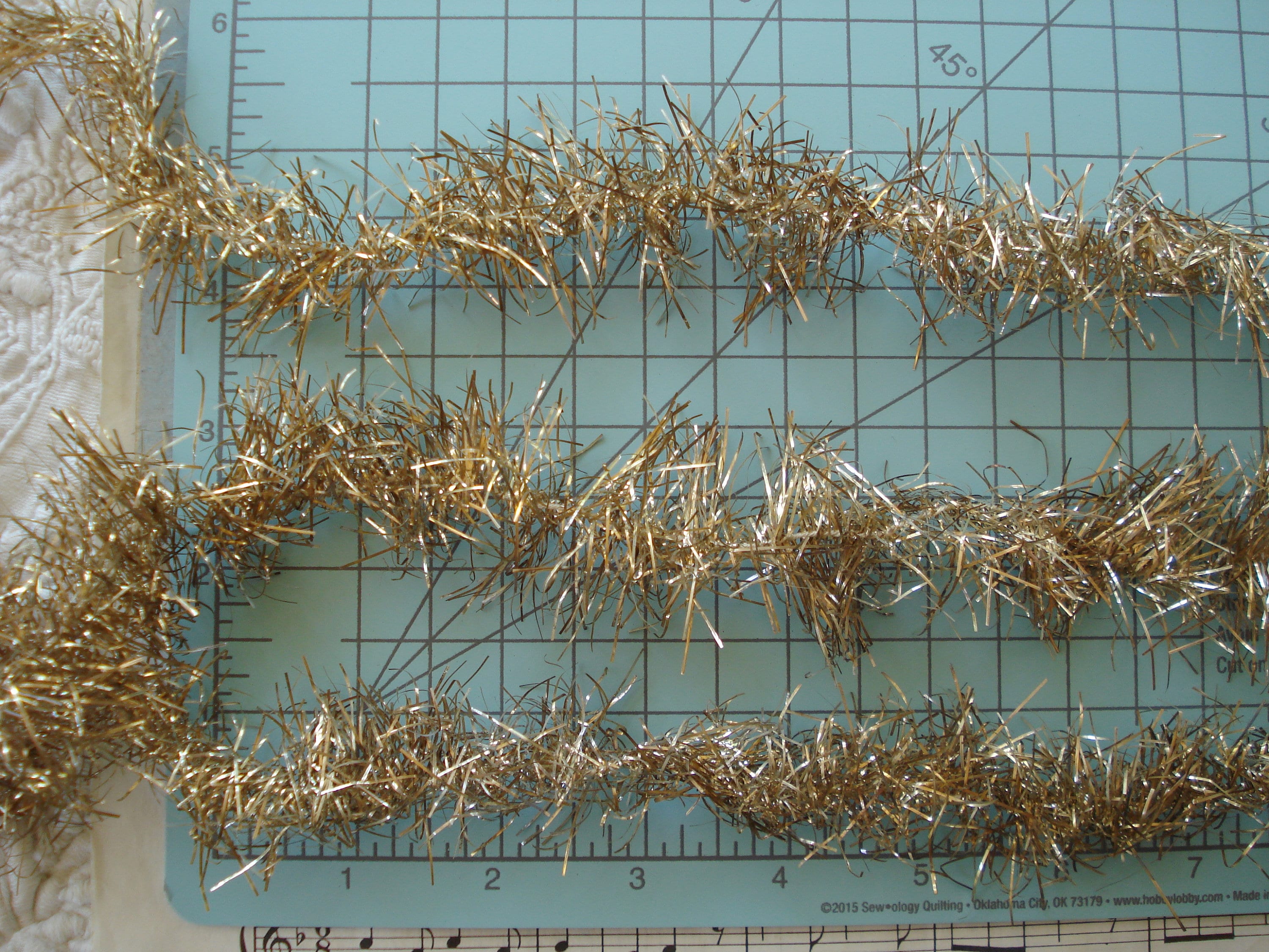 1 Yard Antique German Gold Silver Tinsel Icicle Garland Christmas Scrap