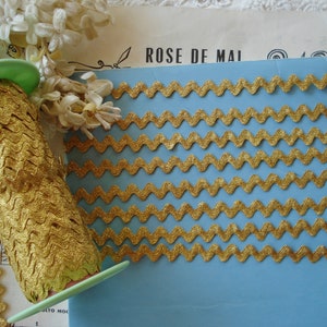 2 ans vintage Français 3/8" or métallique Ric Rac tresse passementerie garniture ruban dentelle Noël Pâques papier artisanat ruban indésirable journal