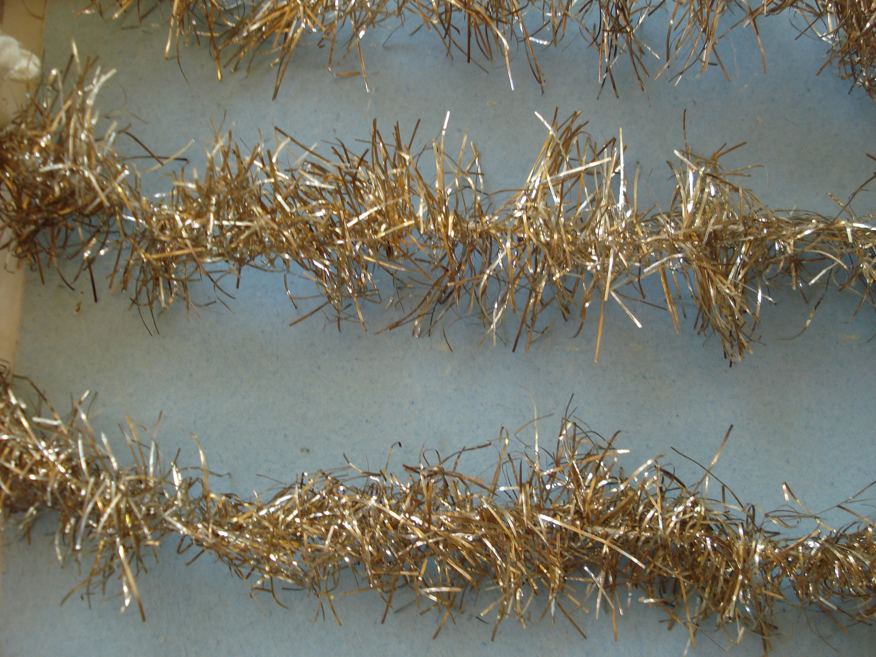 1 Yard Antique German Gold Silver Tinsel Icicle Garland Christmas Scrap