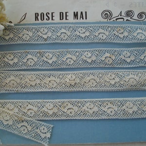 1y 3" Antique French 11/16" Flower Floral Cotton Net Valenciennes Lace Edwardian Ribbon Trim Art Deco Flapper Doll Bebe Dress Hat Quilt