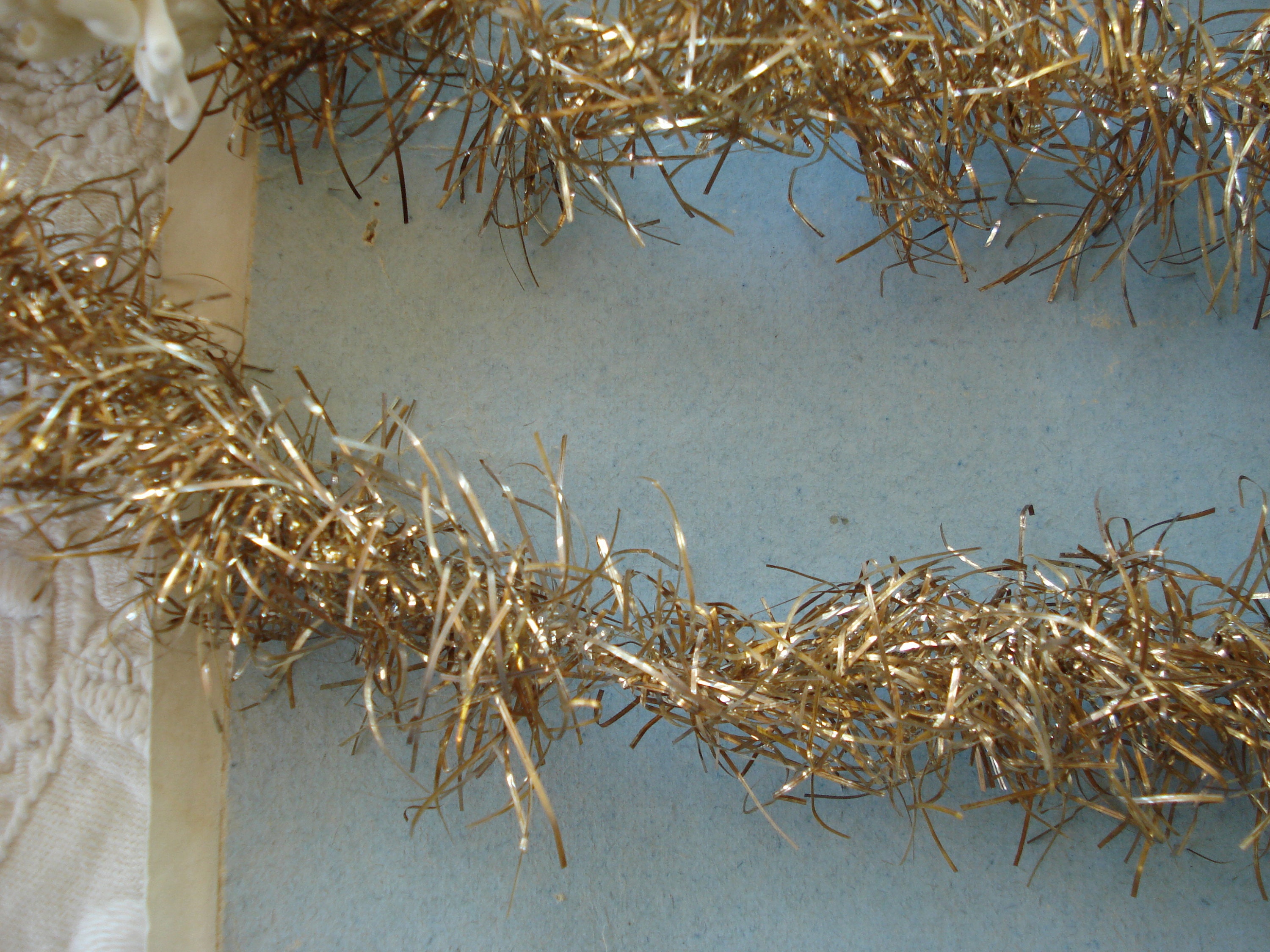 1 Yard Antique German Gold Silver Tinsel Icicle Garland Christmas Scrap