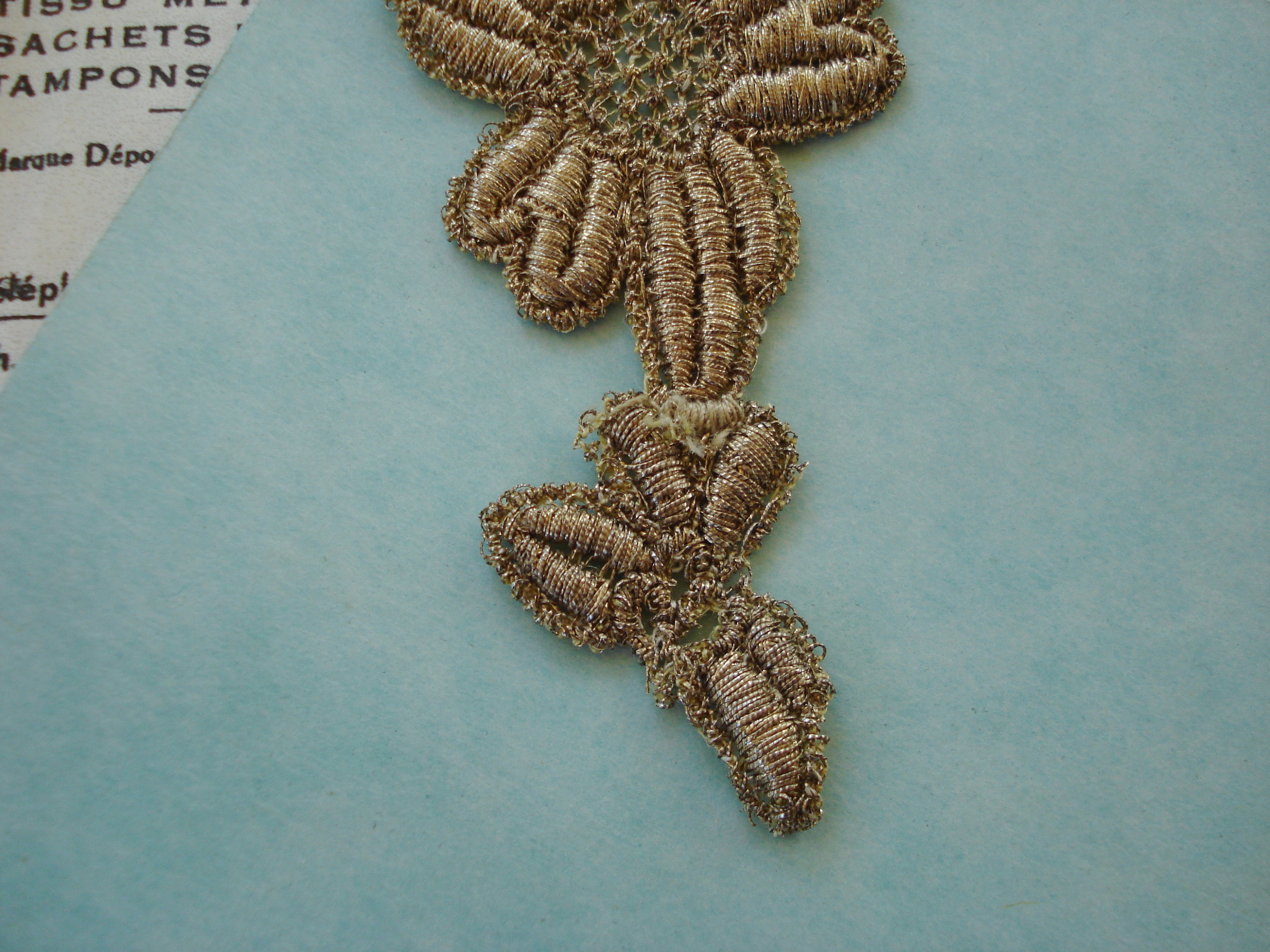 1940s Hand Embroidered Gold Metal Thread Top