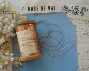 10y Antique French Copper White Flat Oval Metal Metallic Embroidery Sewing Thread Floss Ribbonwork Millinery Flowers Applique Doll Journal
